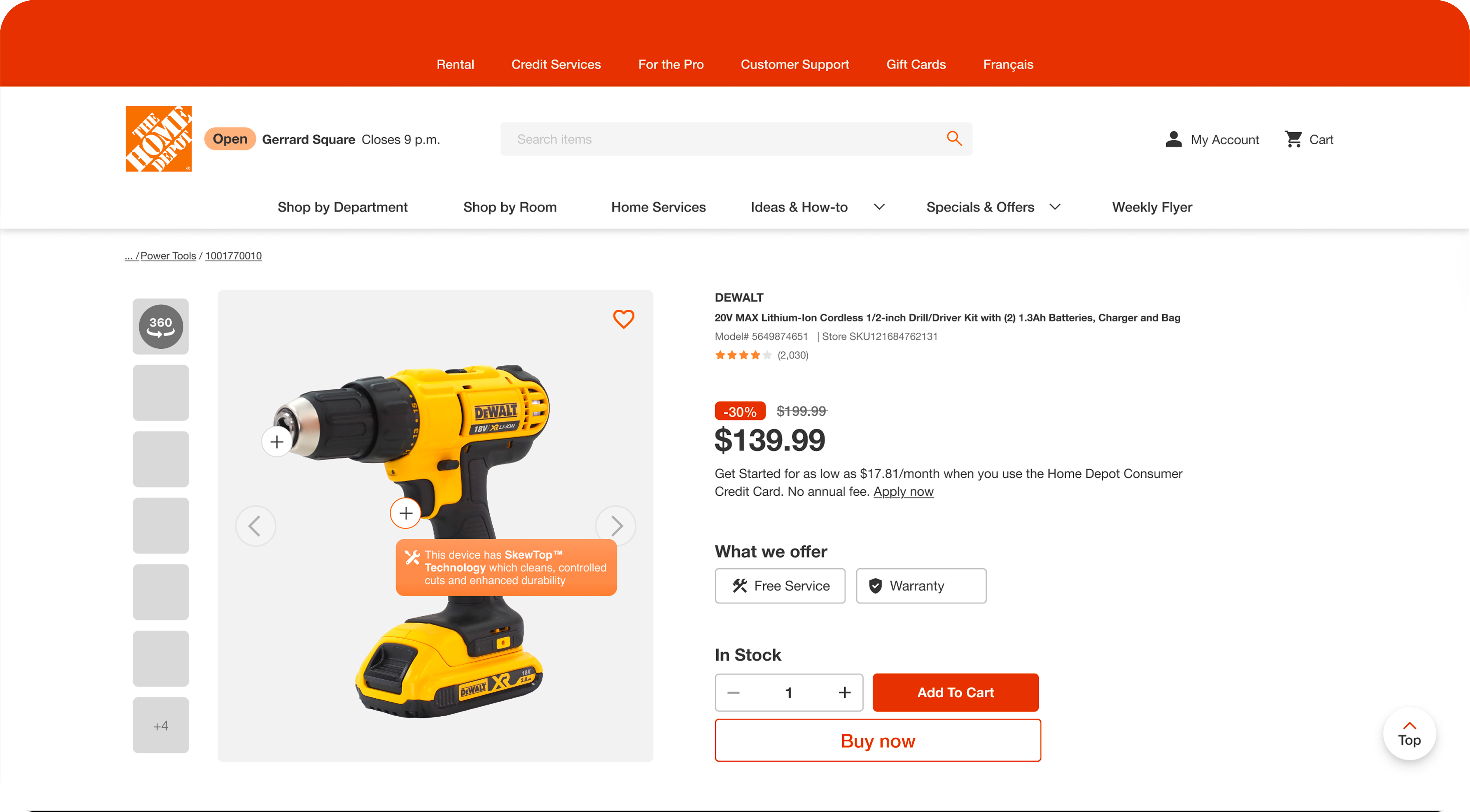 Wireframe prototype showing redesigned product detail page
